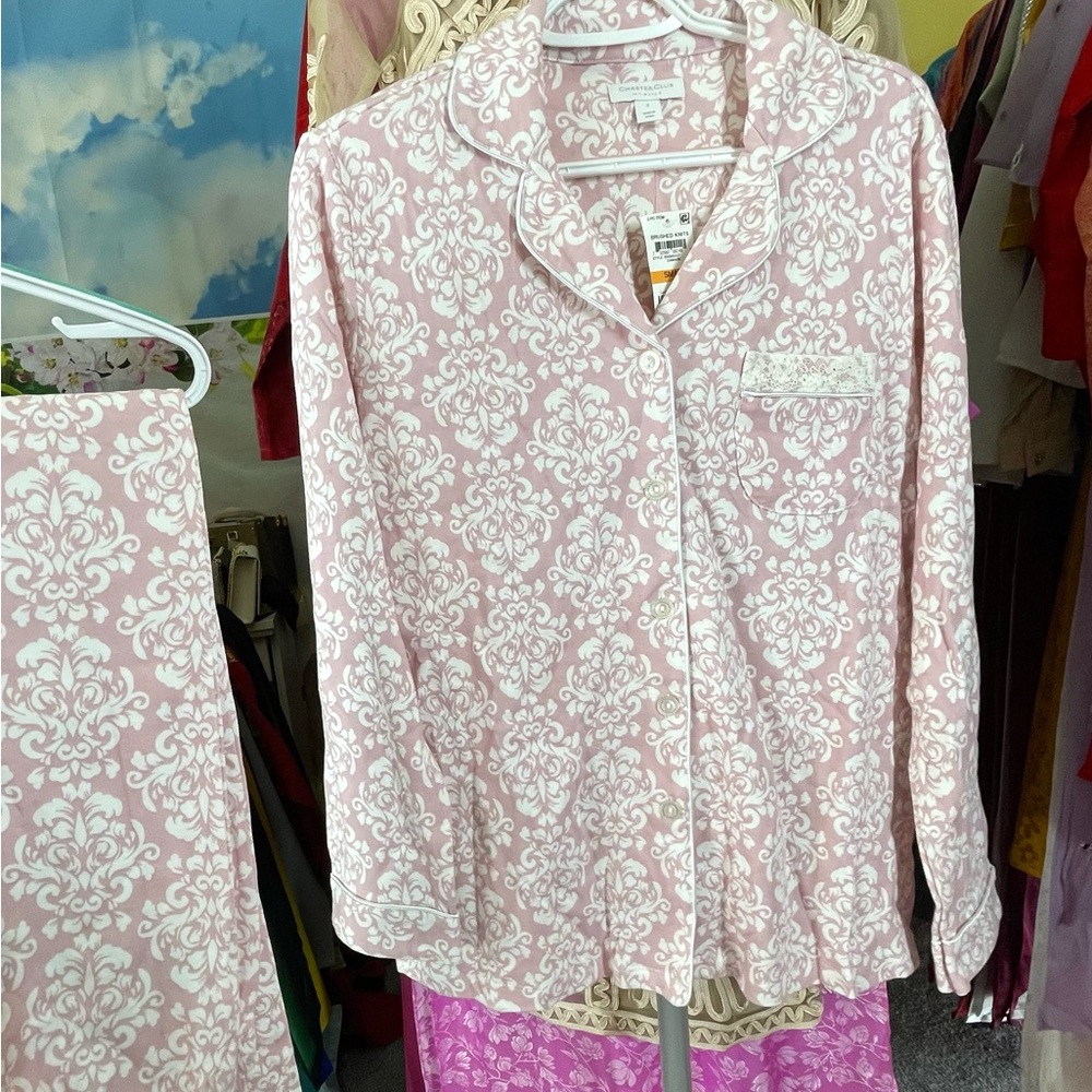 New Charter Club Pink Pajama Set 100% cotton pink s small 2 4 Christmas 🎁 cute - Picture 2 of 6